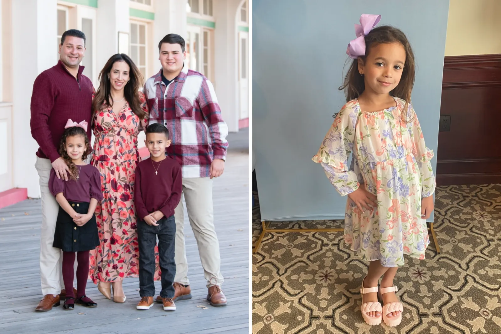 DeAnna Melillo with her family, and Alessia before diagnosis.