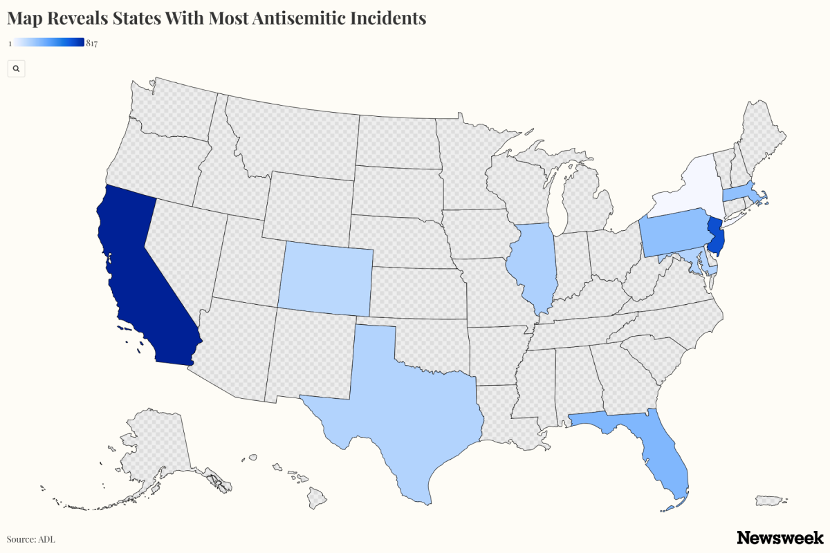 Map Reveals States With Most Antisemitic Incidents