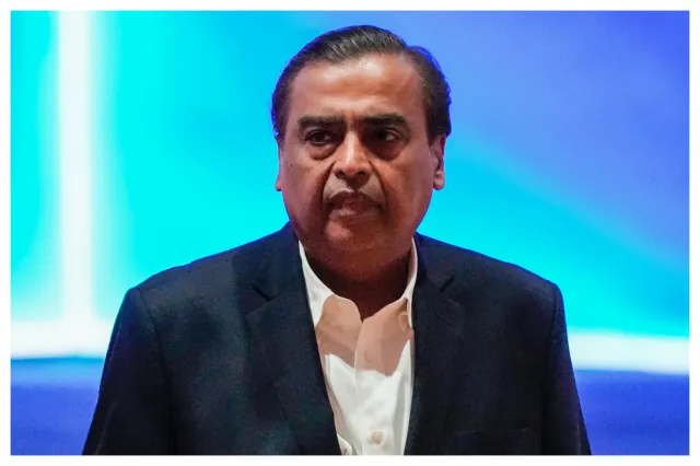 India's Reliance Industries Chairman Mukesh Ambani leaves after addressing the Vibrant Gujarat Global Summit, a business event to attract investments to the Gujarat state, in Gandhinagar, India, Wednesday, Jan. 10, 2024.