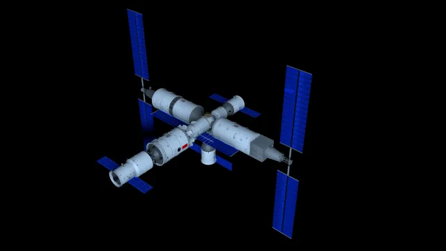 A 3D illustration of China’s Tiangong Space Station.