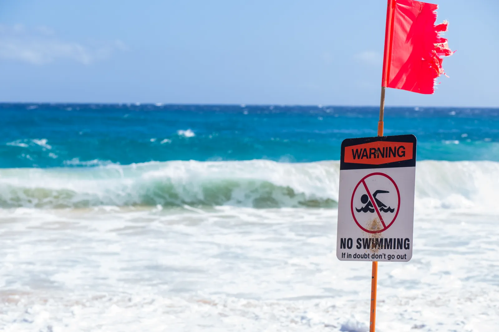 A stock image of a no swimming sign. Much of Florida's Atlantic coast was seeing dangerous rip currents on Wednesday.