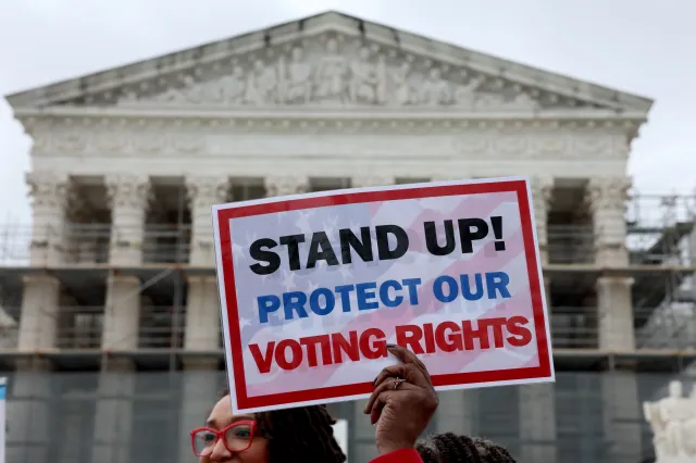Black Louisiana voters and civil rights advocates call on SCOTUS to uphold a fair and representative congressional map in Louisiana v. Callais at Supreme Court of the United States on March 24, 2025 in Washington, DC.
