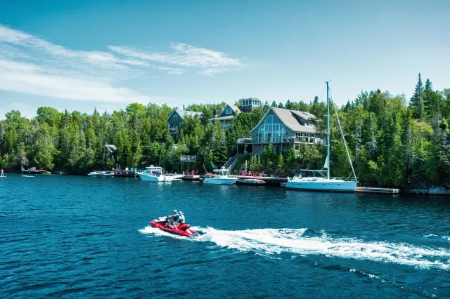 People on Lake Huron in Tobermory, Canada.