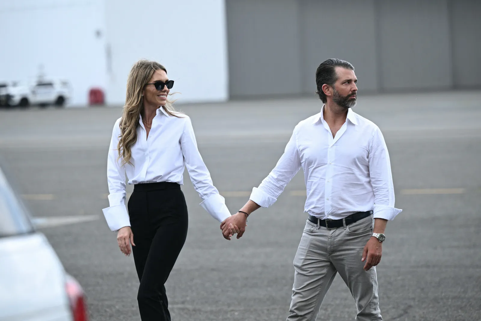 Donald Trump Jr. and Bettina Anderson are seen in New Jersey on July 13, 2025.