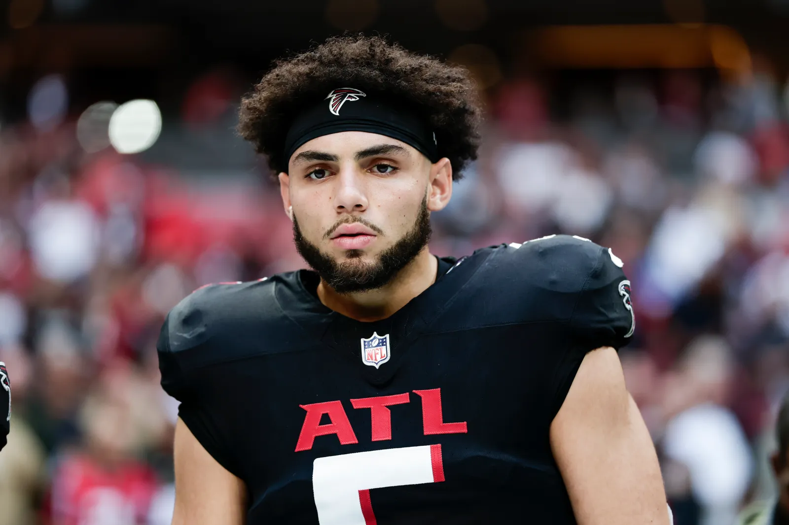 Drake London #5 of the Atlanta Falcons