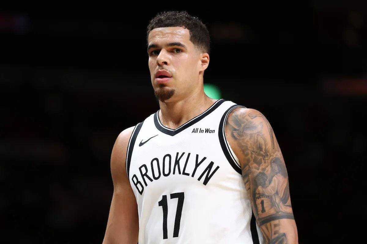 Michael Porter Jr. playing for the Brooklyn Nets against Miami Heat