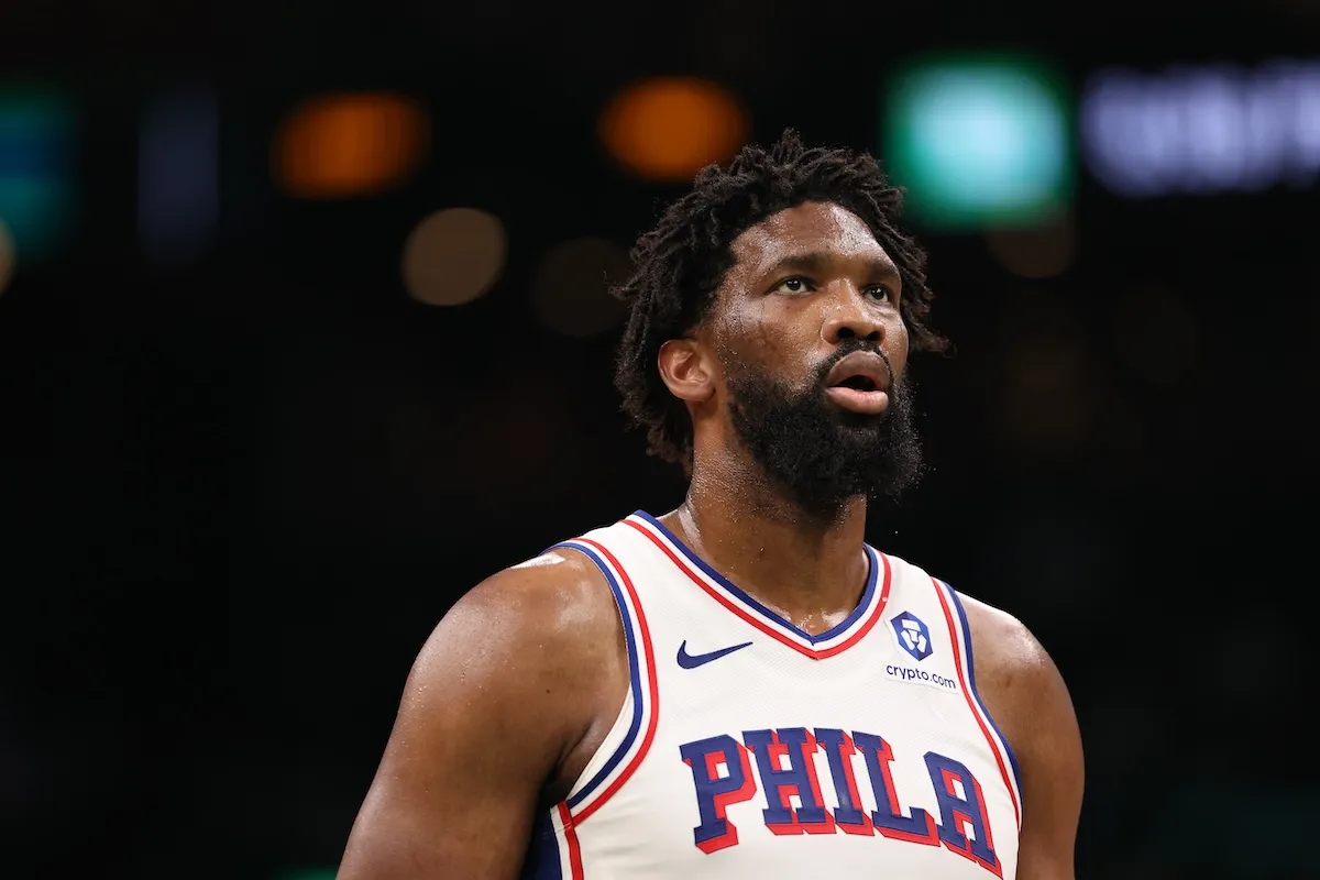 Philadephia 76ers center Joel Embiid in NBA Playoffs against Boston Celtics