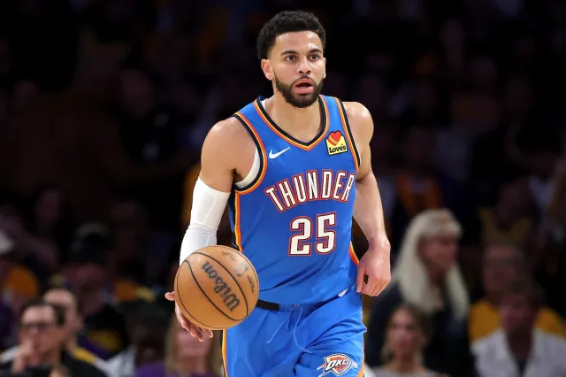 Oklahoma City Thunder star Ajay Mitchell against Los Angeles Lakers in NBA Playoffs