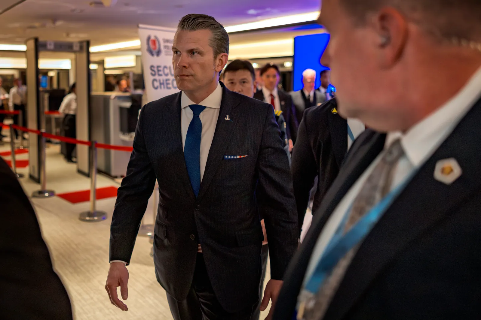 Secretary of Defence Pete Hegseth arrives to attend the 23nd IISS Shangri-La Dialogue at the Shangri-La Hotel on May 29, 2026 in Singapore.