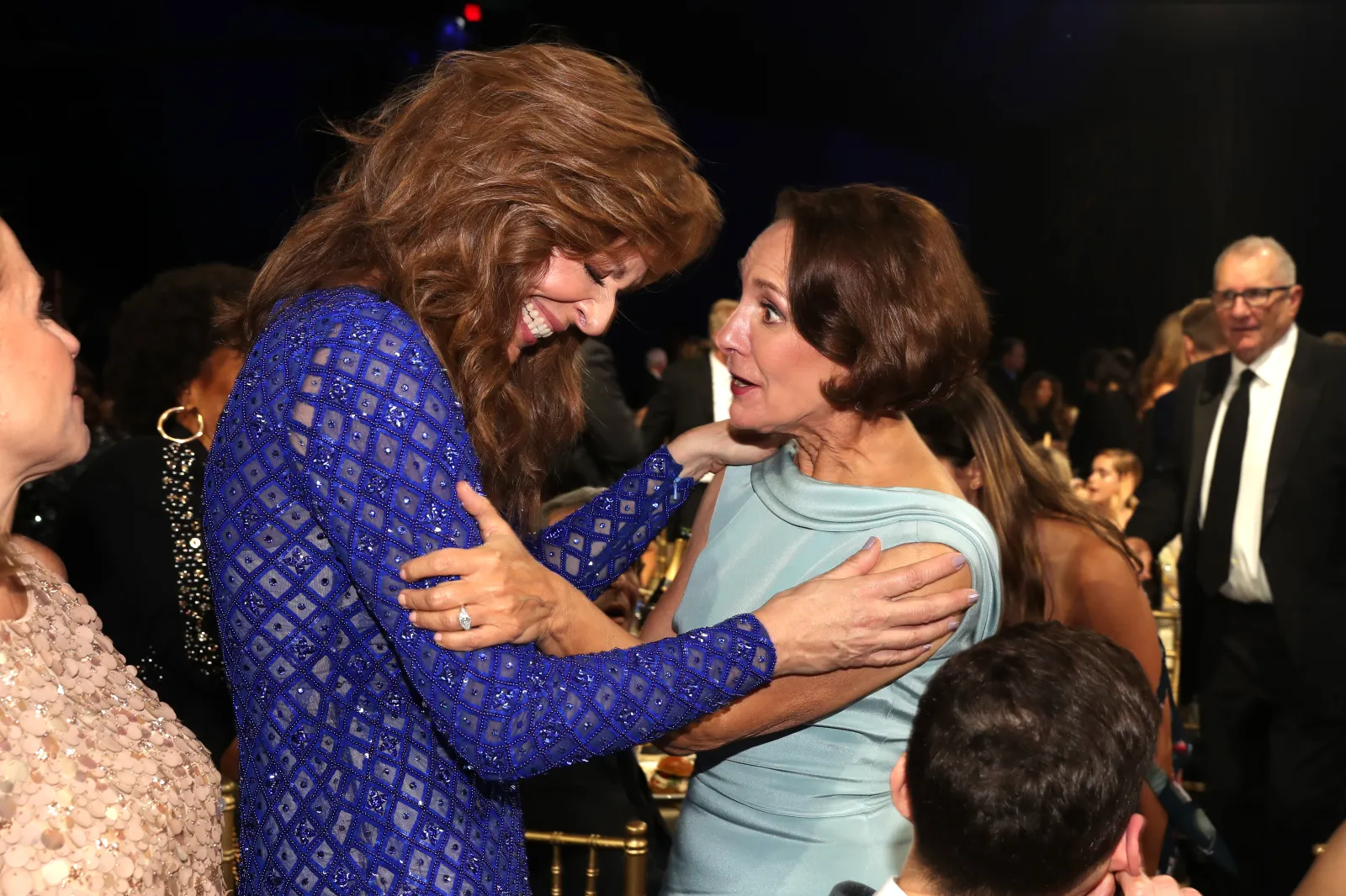 SANTA MONICA, CA - JANUARY 11: Actors Allison Janney (L) and Laurie Metcalf attend The 23rd Annual Critics' Choice Awards at Barker Hangar on January 11, 2018, in Santa Monica, California. (Photo by Christopher Polk/Getty Images for The Critics' Choice Awards )