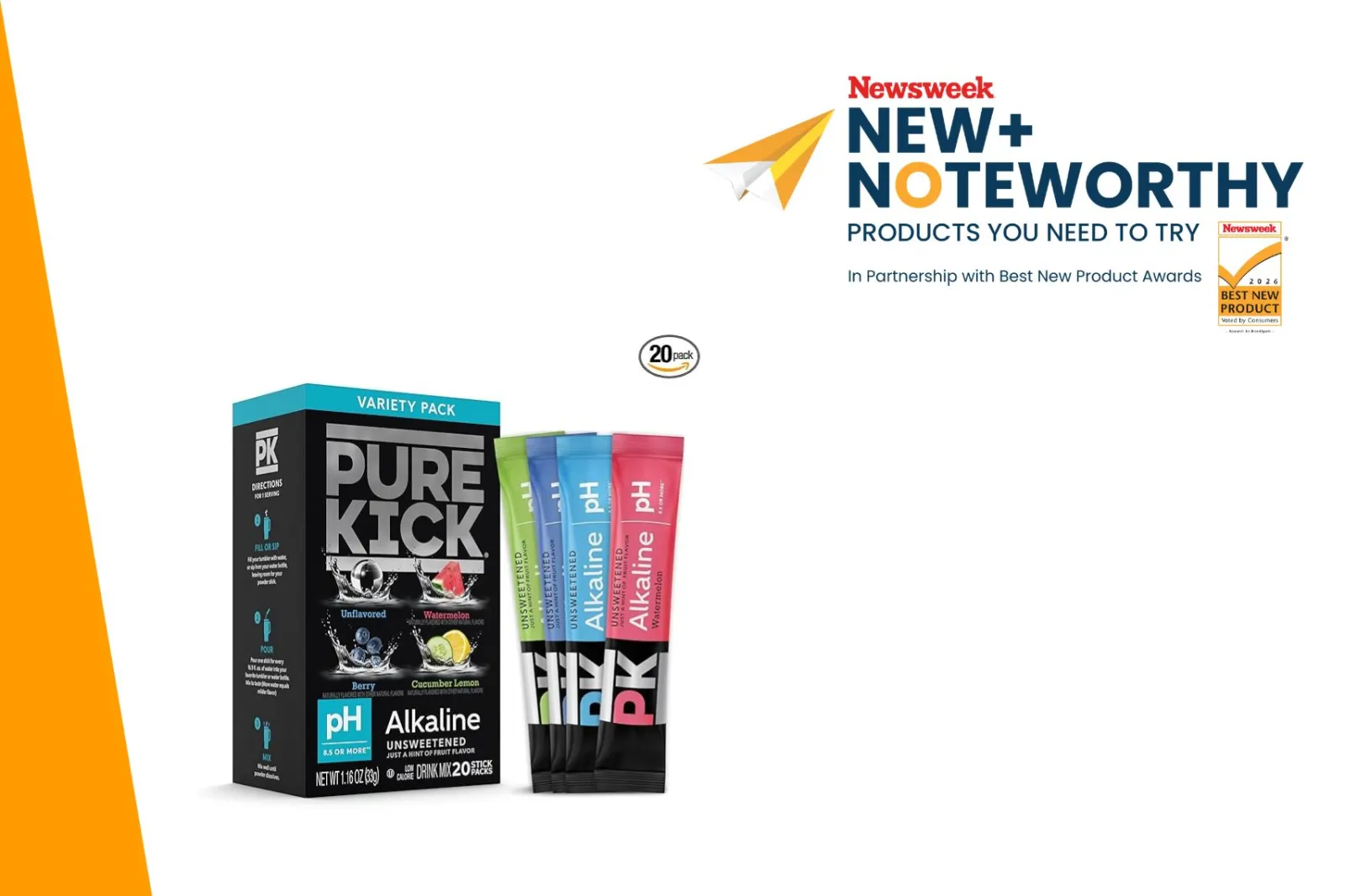 Pure Kick Alkaline Singles to Go! Powdered Drink Mix.