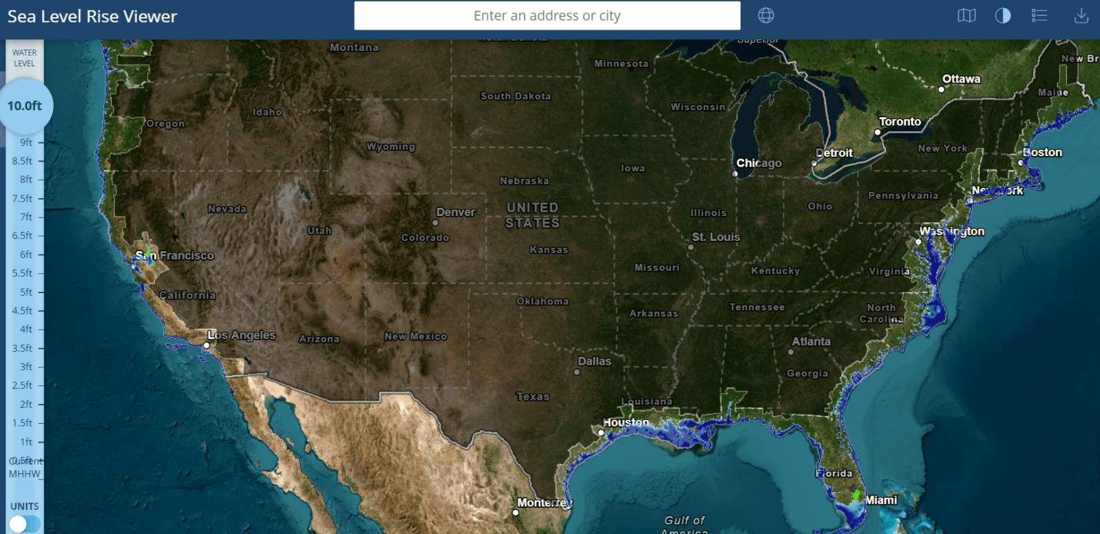 NOAA Maps Show U.S. Cities Facing Flooding Risk from 3-Meter Sea Level Rise