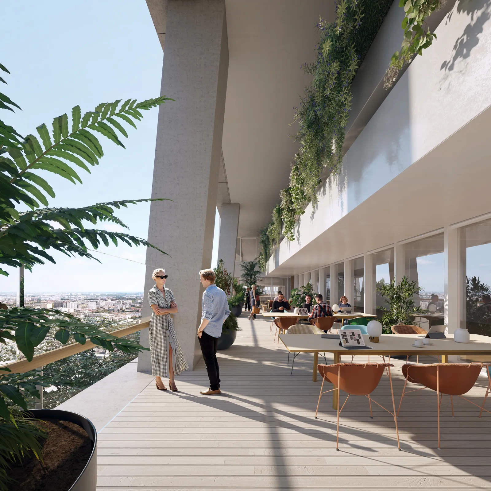 Rendering of the loggia space at the Triangle.