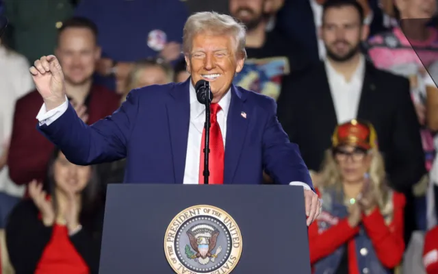 Trump speaks at a rally at Circa Resort & Casino on January 25, 2025 in Las Vegas, Nevada.