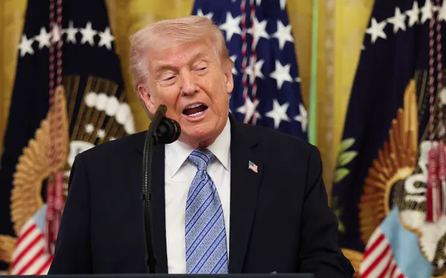 Trump speaks during a small business summit in the East Room of the White House on May 04, 2026 in Washington, DC.