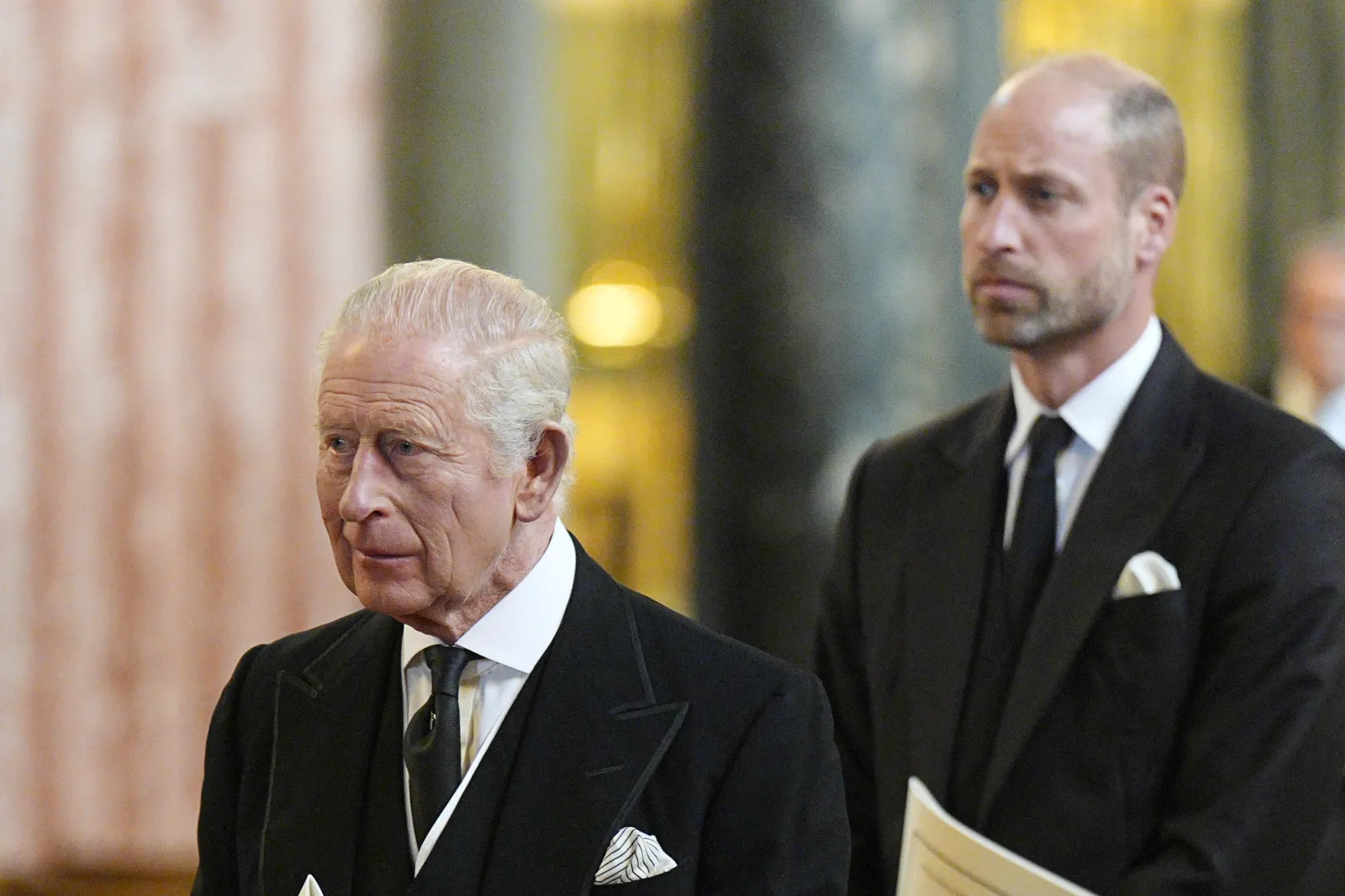 King Charles III and Prince William leave Westminster Cathedral in London, England, on September 16, 2025.