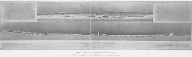Profile view of the Arlington Memorial Bridge from the 1924 commission report.