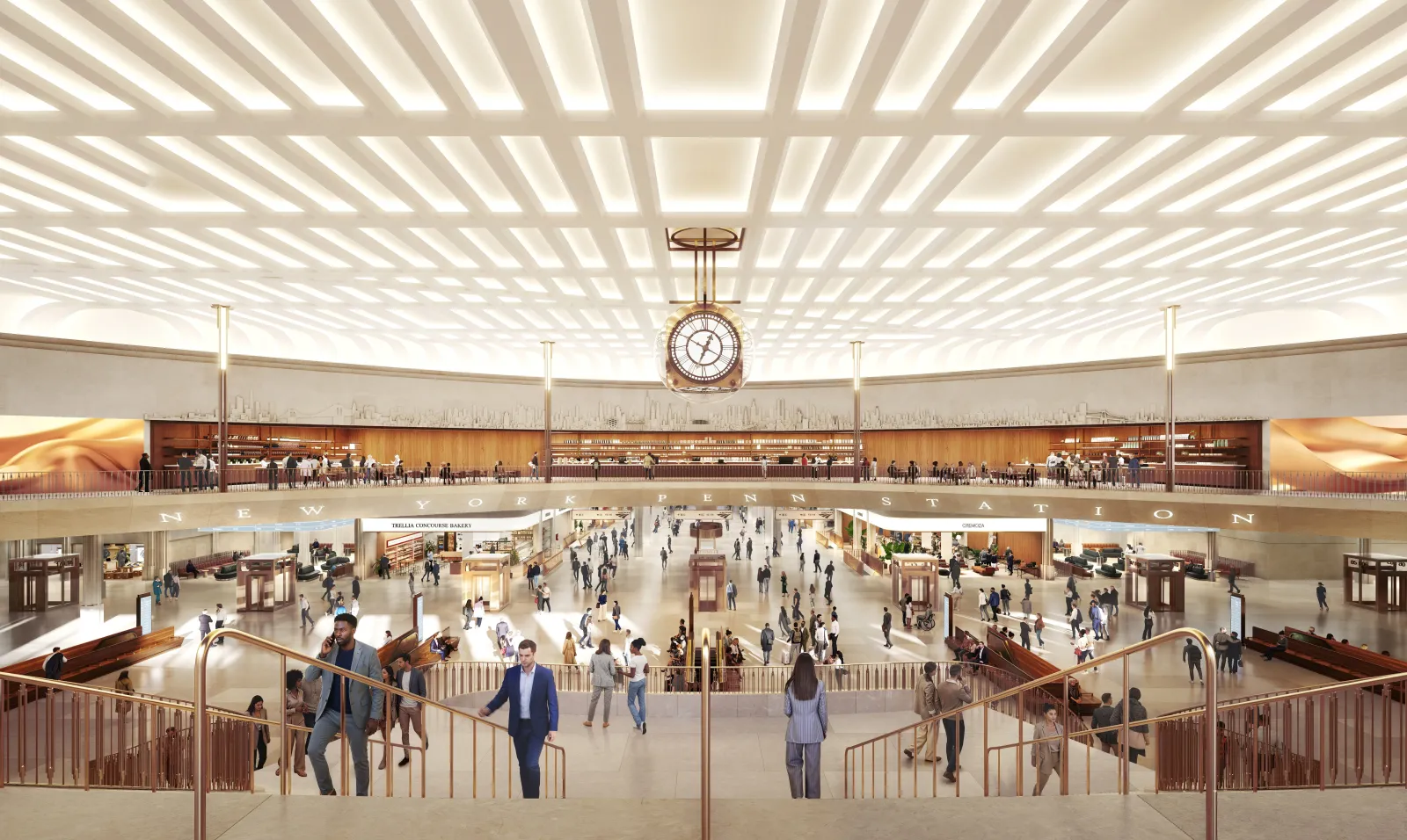 A rendering of the concourse level at the new Penn Station.