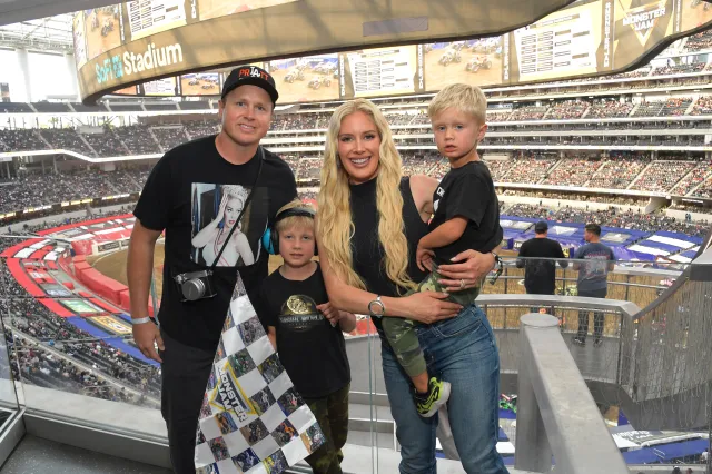 From left to right: Spencer Pratt, Gunner, Heidi Pratt and Ryker attend Monster Jam at SoFi Stadium on April 11, 2026 in Inglewood, California.