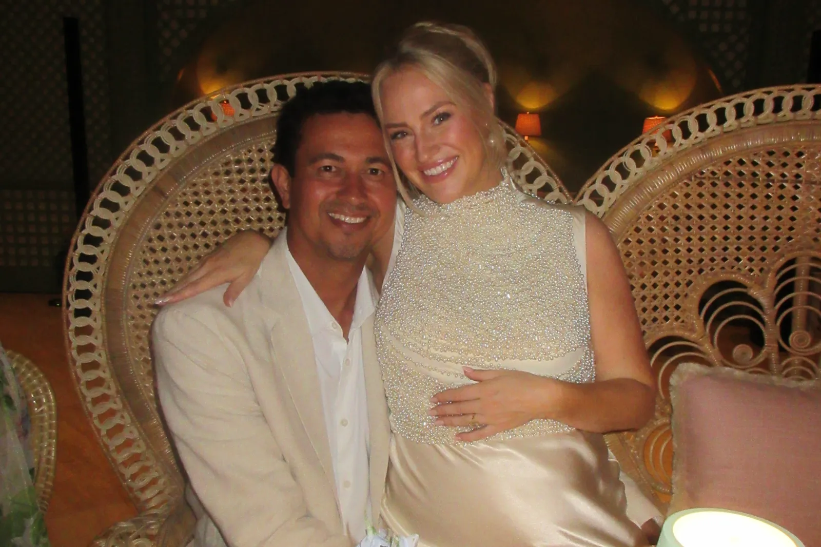 A pregnant Raiana Appleyard pictured with her husband Alexander.