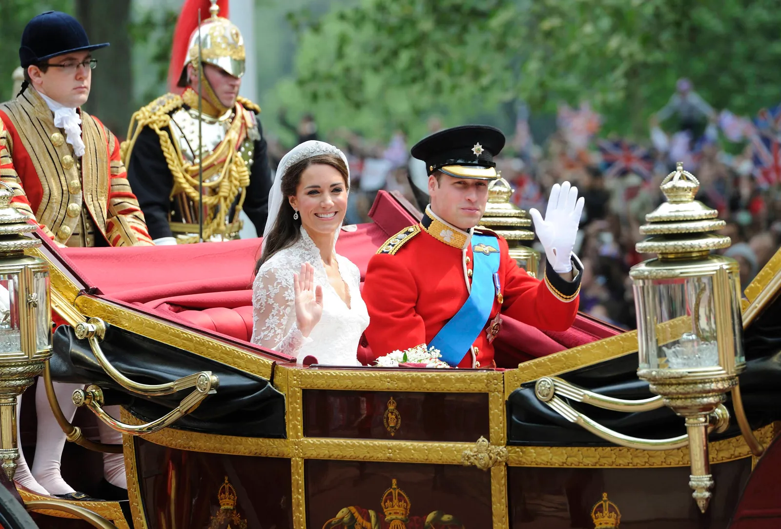 Prince William and Kate Middleton are seen after their wedding in London on April 29, 2011.