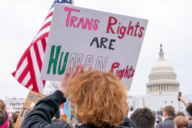 People attend a rally as part of a Transgender Day of Visibility on March 31, 2023, by the U.S. Capitol in Washington. (AP Photo/Jacquelyn Martin, File)