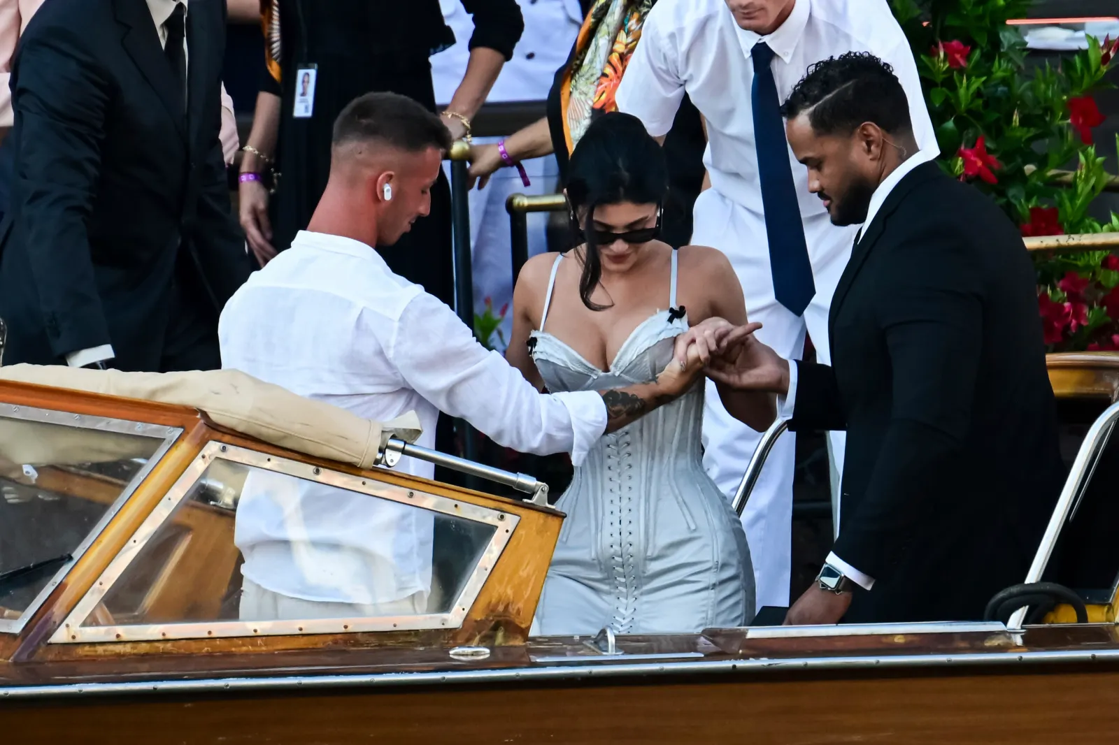 Kylie Jenner is seen at the wedding party for Jeff Bezos and Lauren Sanchez in Venice, Italy, on June 27, 2025.