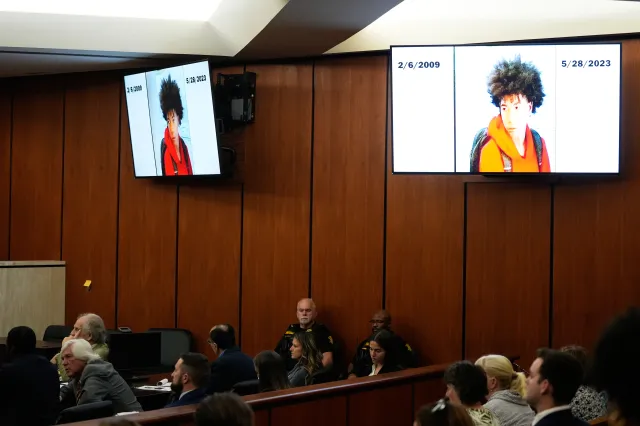 An image of Cyrus Carmack-Belton is displayed during the murder trial against Chikei Rick Chow on June 1, 2026, in Columbia, South Carolina.