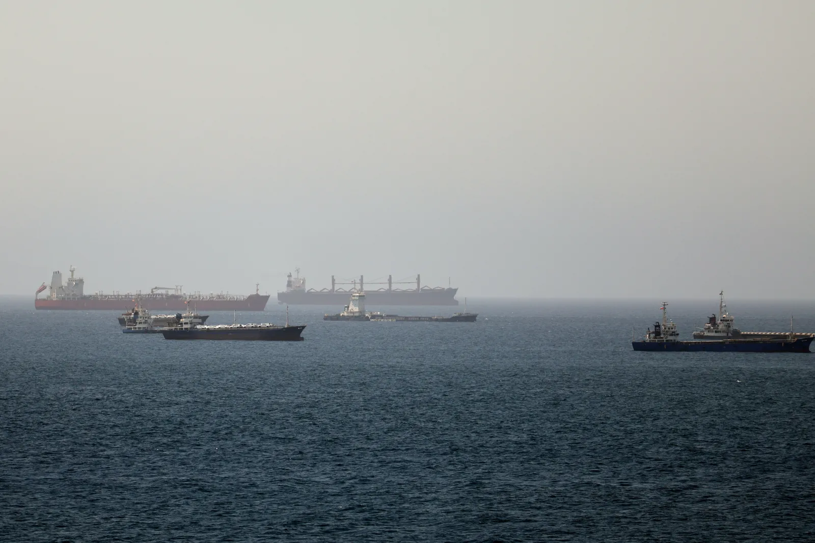 Tankers and cargo vessels in the Gulf of Oman on Tuesday.