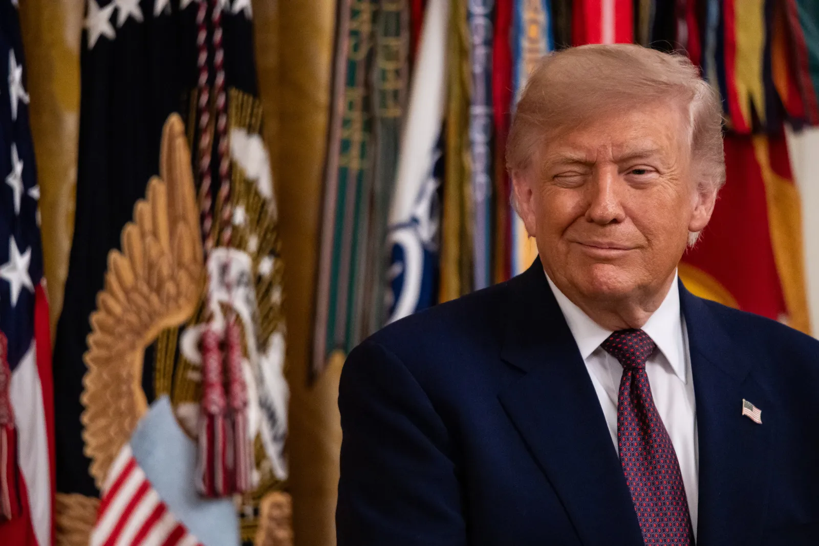 President Donald Trump takes part in a Medal of Honor ceremony in the East Room at the White House on June 18, 2026.