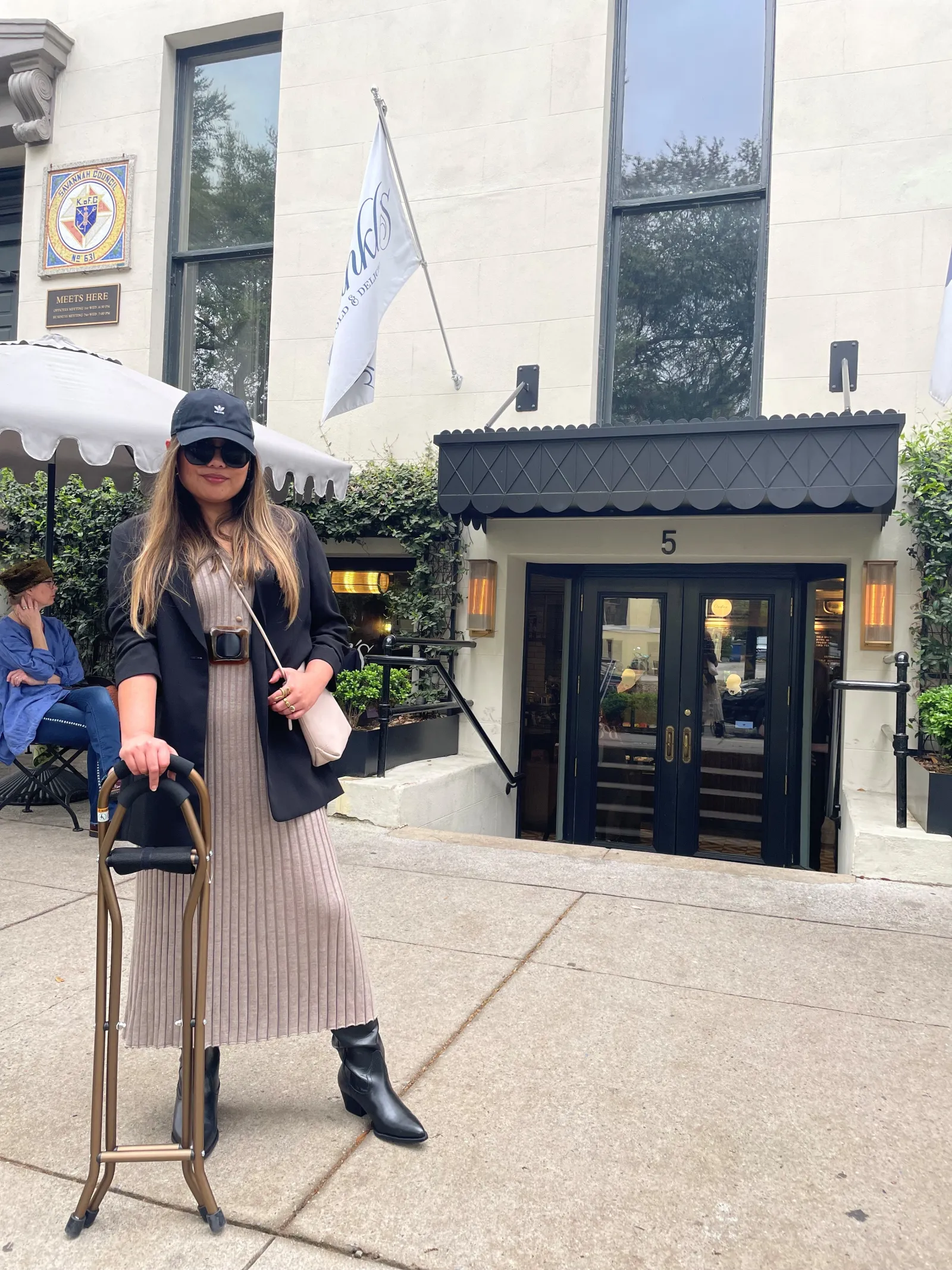 Barnes in Savannah, Georgia, traveling with a cane for the first time.