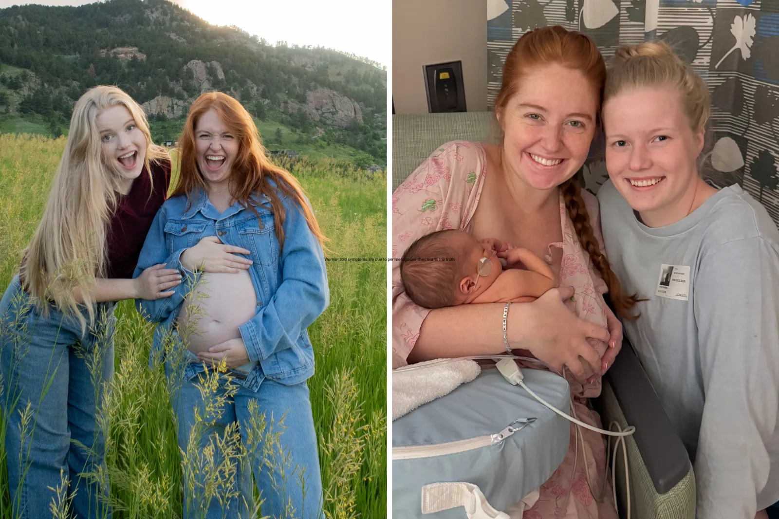 (L-R) The day Barron found out Courtney was pregnant in Boulder, Colorado. After giving birth.