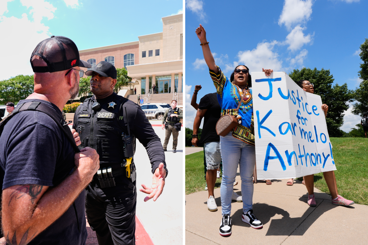 Crowds Clash Outside Karmelo Anthony Trial After G