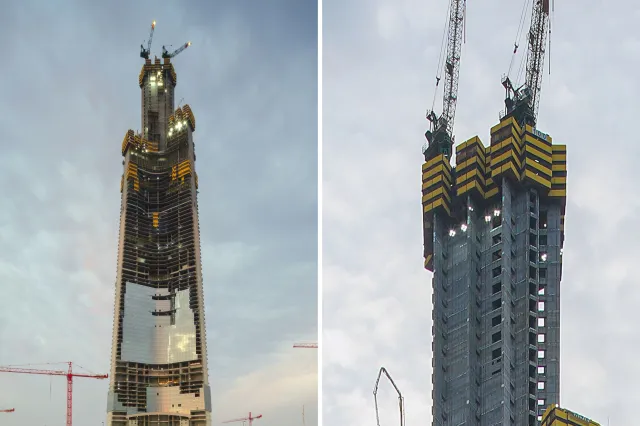 Images of the Jeddah Tower under construction in April.