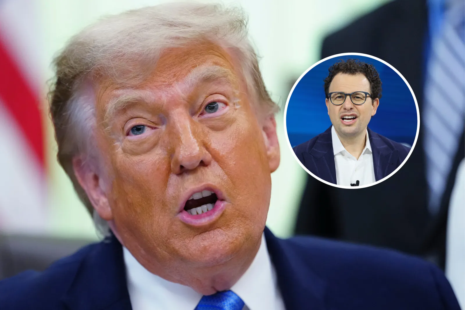 President Donald Trump speaks in the Oval Office of the White House, Wednesday, June 10, 2026, in Washington. CEO and co-founder of Anthropic Dario Amodei speak onstage during the 2025 New York Times Dealbook Summit at Jazz at Lincoln Center on December 03, 2025 in New York City.