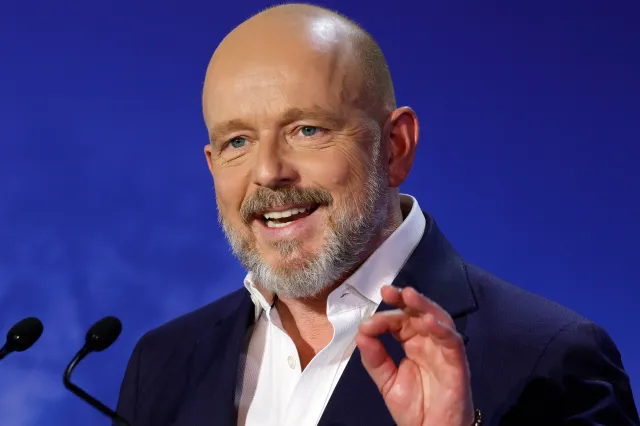 California gubernatorial candidate Republican Steve Hilton speaks during the CBS California Gubernatorial Debate at Pomona College on April 28, 2026 in Claremont, California.