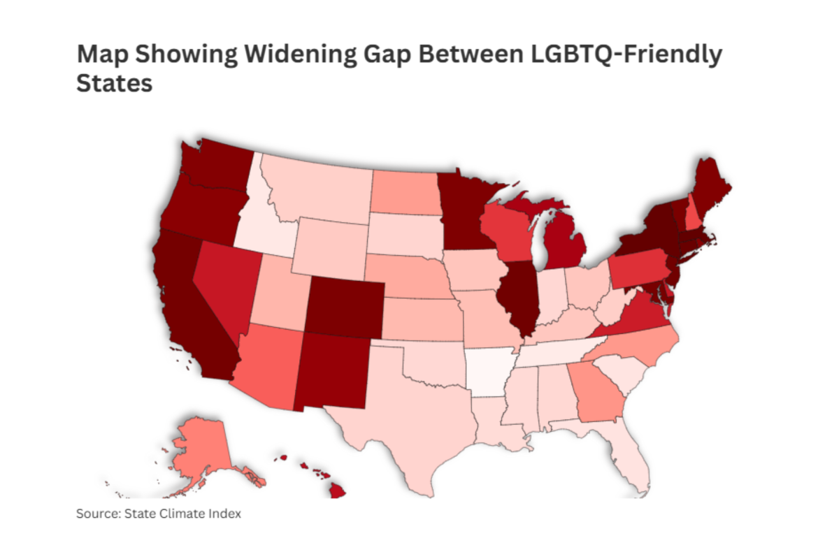 Map Showing Widening Gap Between LGBTQ-Friendly States