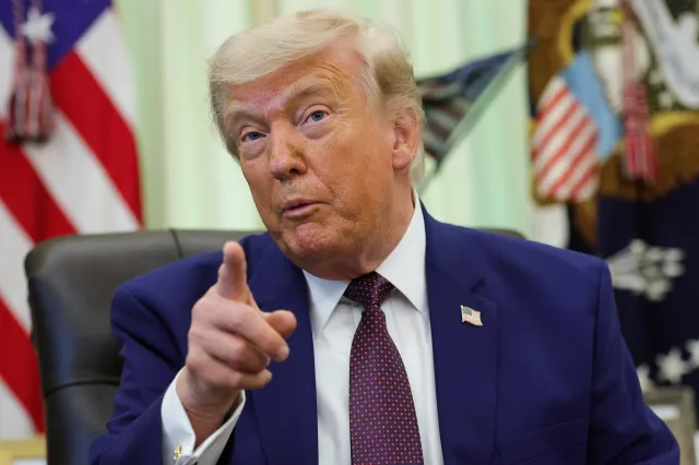 Donald Trump speaks during an event in the Oval Office of the White House on June 03, 2026 in Washington, DC.