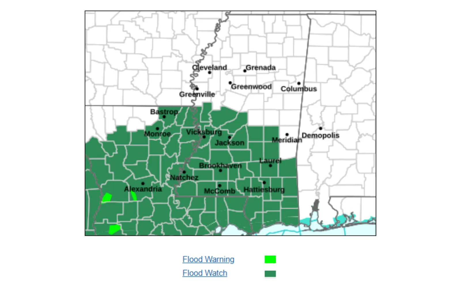Areas across Mississippi under flood warnings | NWS