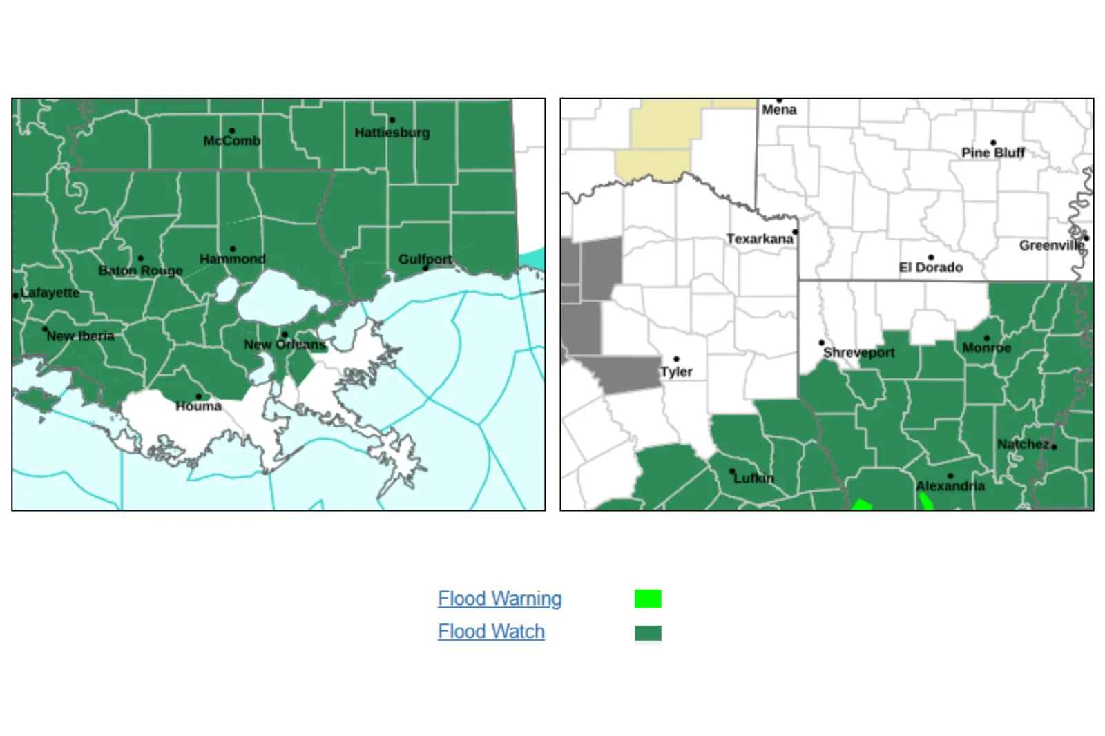Areas in Louisiana affected by potential flooding | NWS