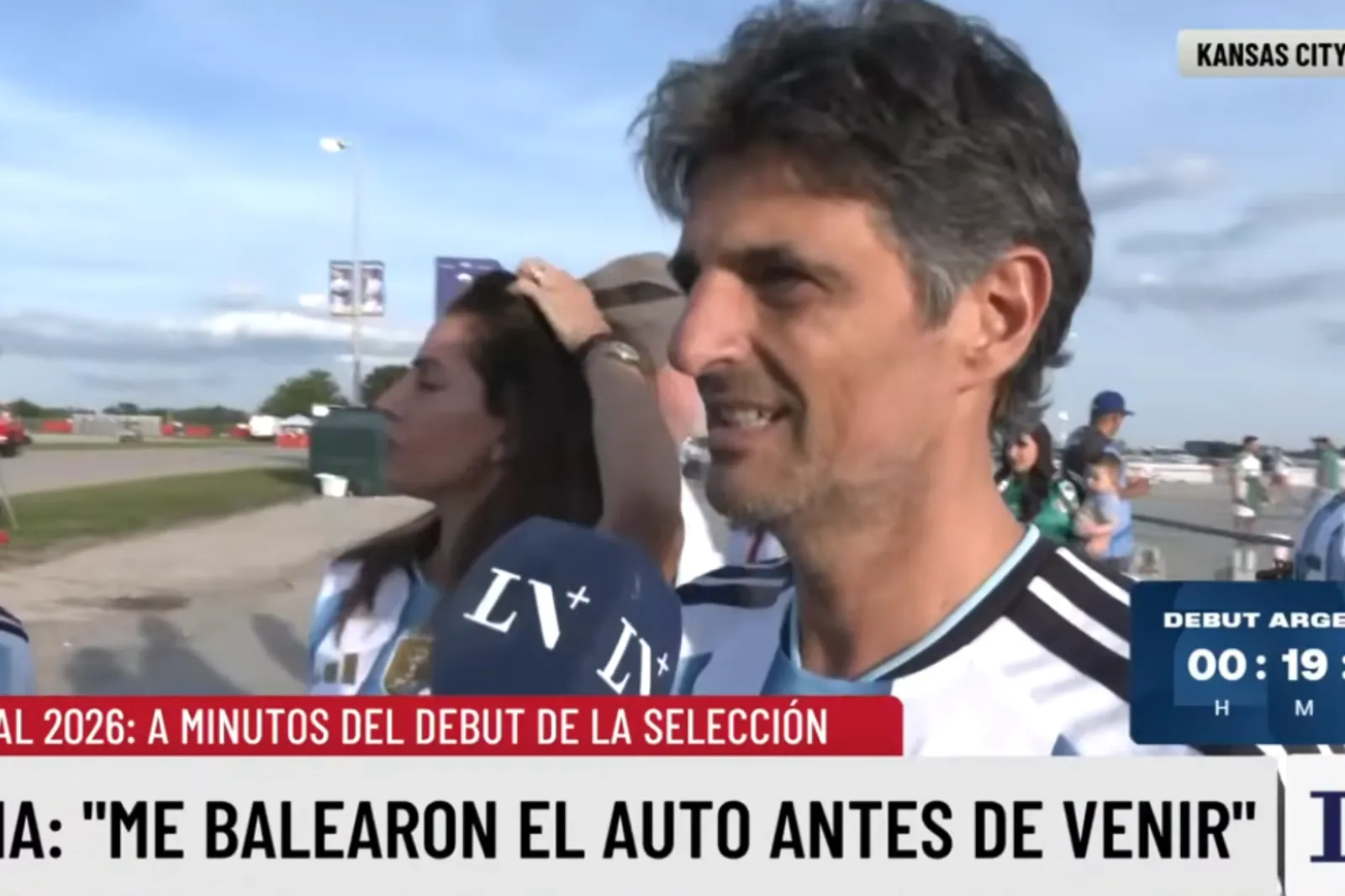 Argentina fan says his group was shot at in an Uber while travelling to a World Cup game against Algeria in Kansas City, Missouri, in a video posted by Argentine outlet La Nacion on YouTube on June 17, 2026.