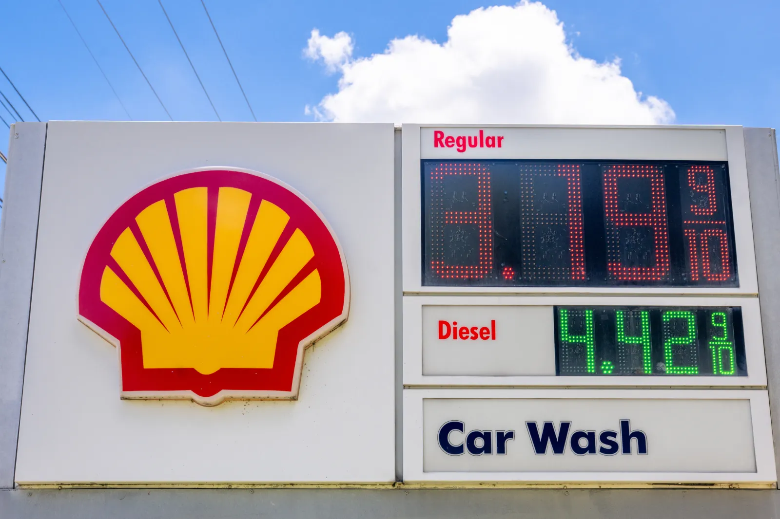 Shell gas prices are displayed on June 16, 2026 in Austin, Texas.