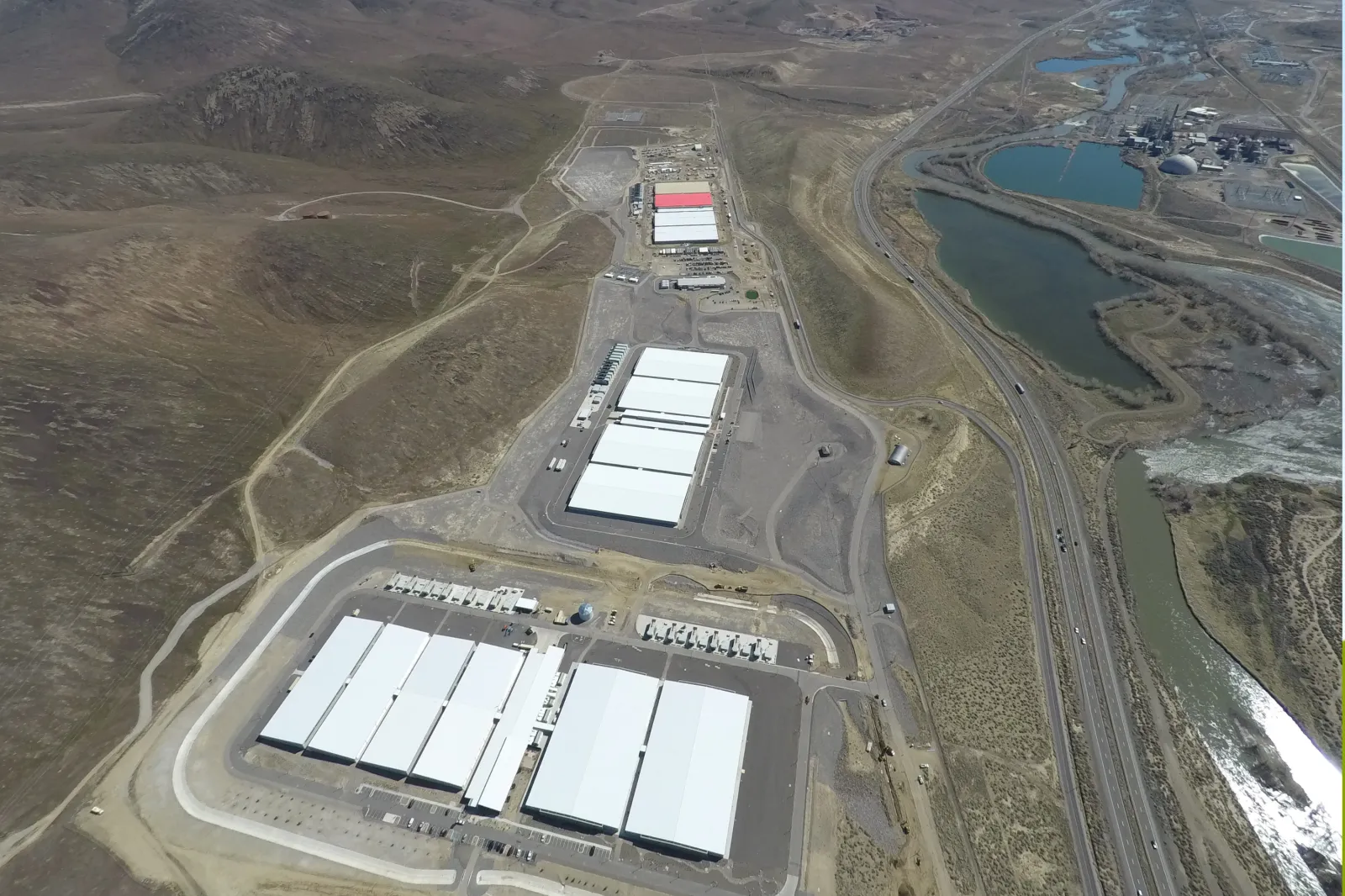 The Apple data center east of Reno Nevada is seen from the air.