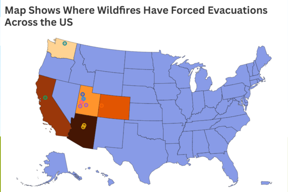Map Shows Where Wildfires Have Forced Evacuations Across the US