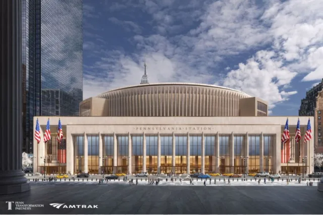 Rendering shows the plans for the main entrance to Penn Station.