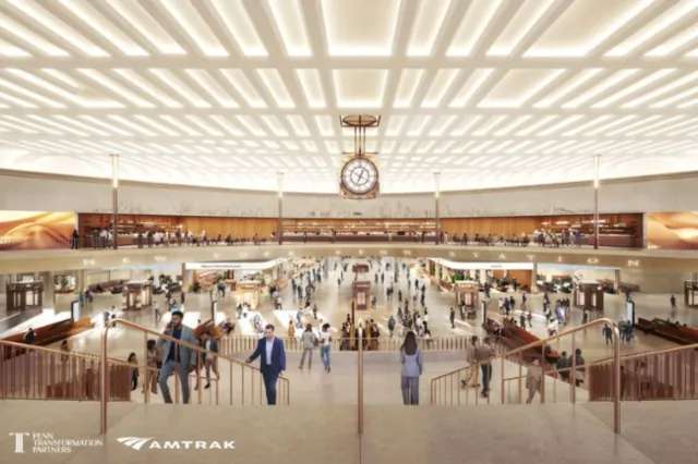 Rendering shows plans for the Penn Station concourse.