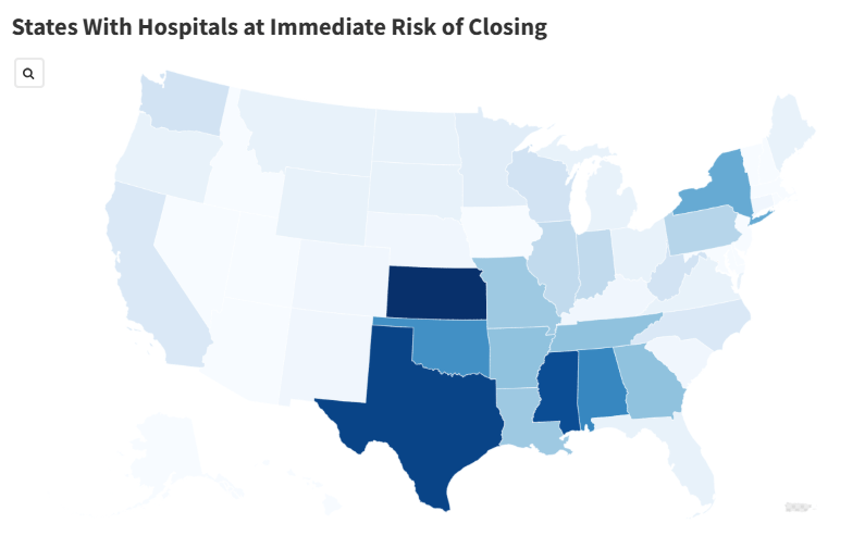 Map Shows States With Hospitals at Immediate Risk of Closing
