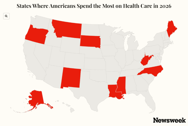 newsweek.com - Suzanne Blake - The states where Americans spend the most on health care in 2026