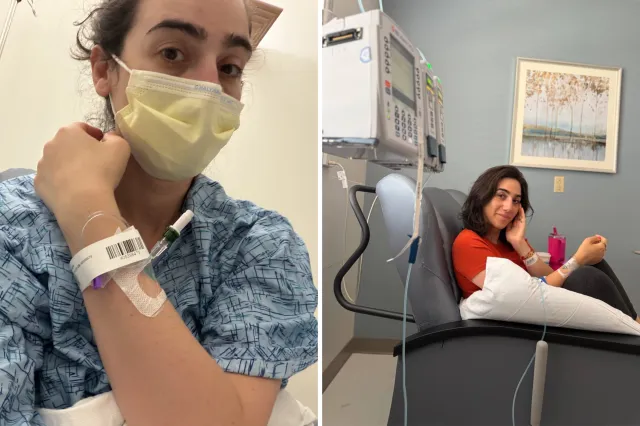 Mayya Grinberg in the ER receiving fluids, and during treatment.