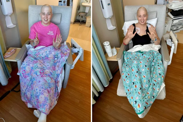 Ashleigh Kaplan at the hospital receiving chemotherapy.
